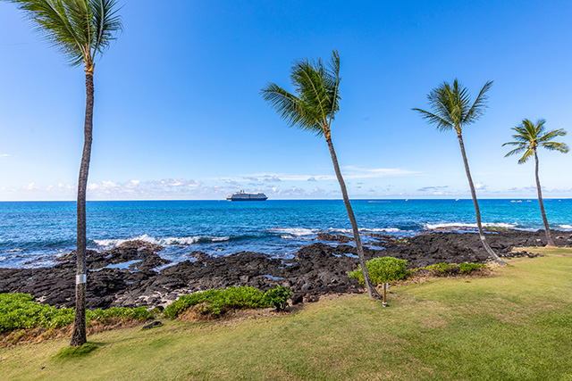 Lawn in front of ocean
